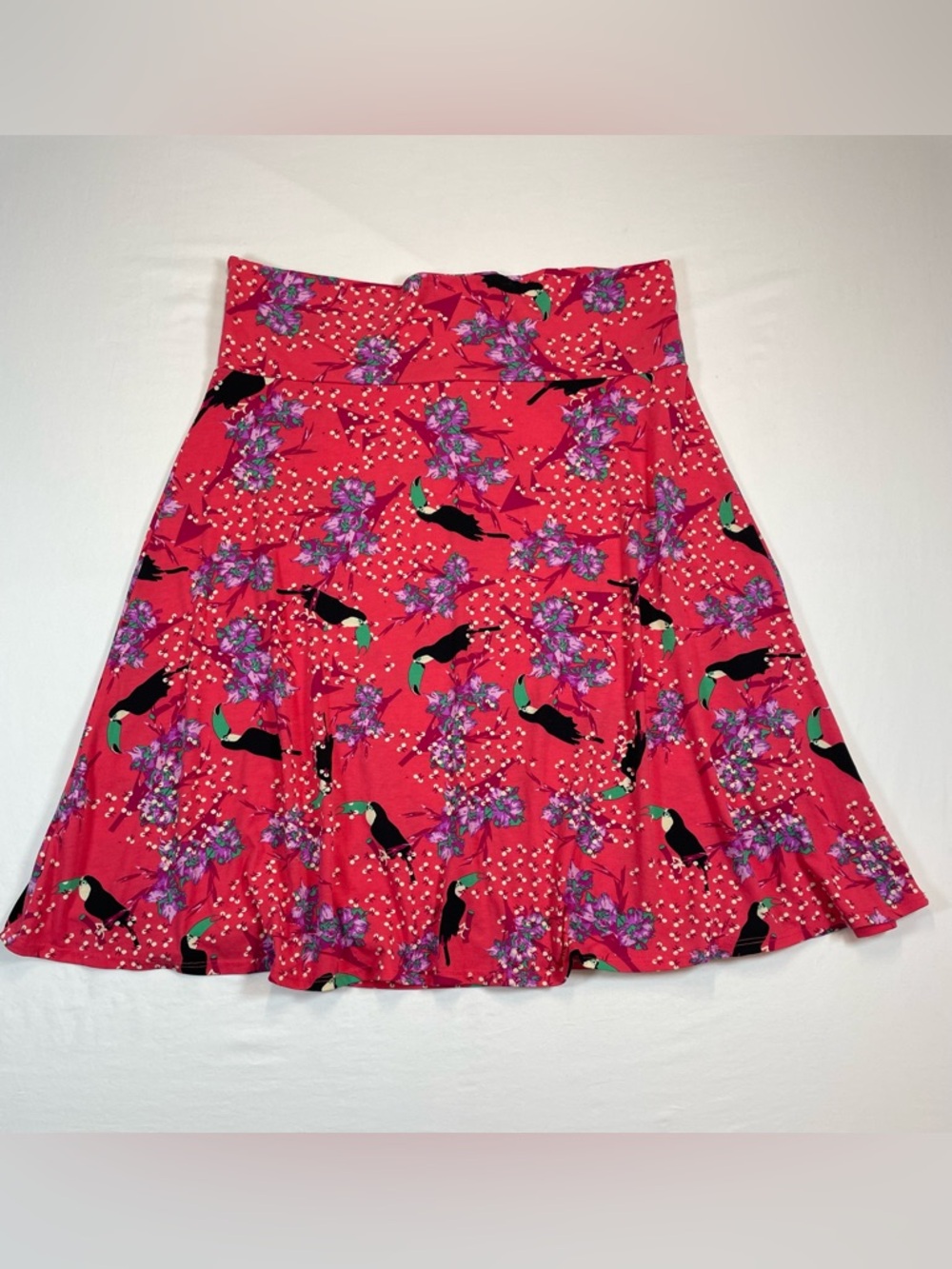 LulaRoe Women’s Pink Floral Toucan Skirt Size 3XL